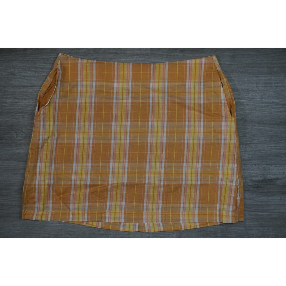 New‎ $44 Lulus Plaid Mini Skirt Women's Large Herringbone Orange Pink Pockets